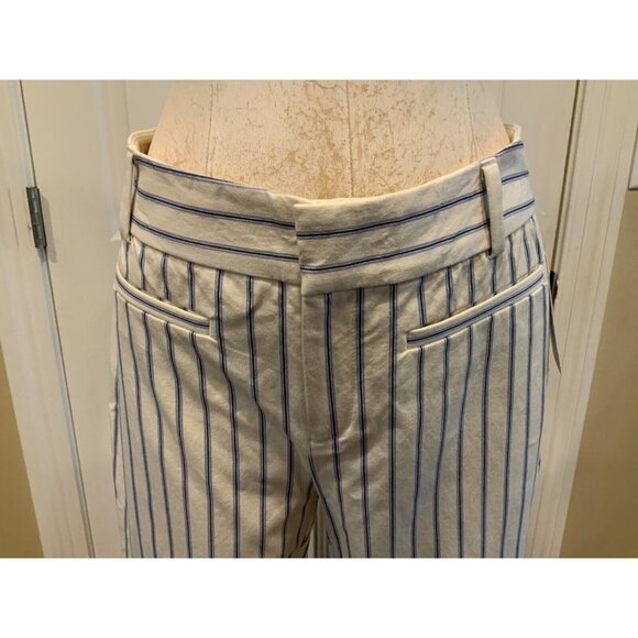 By Anthropologie White & Blue Striped "The Essential Slim" Pants, Size 8P - Picture 2 of 6